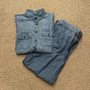 Coord Matching Set: Blue Chambray Denim Shirt and Pants